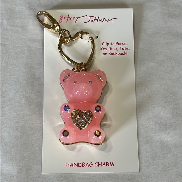 Betsey Johnson Pink Gummy Bear Handbag Charm NWT - Picture 1 of 7
